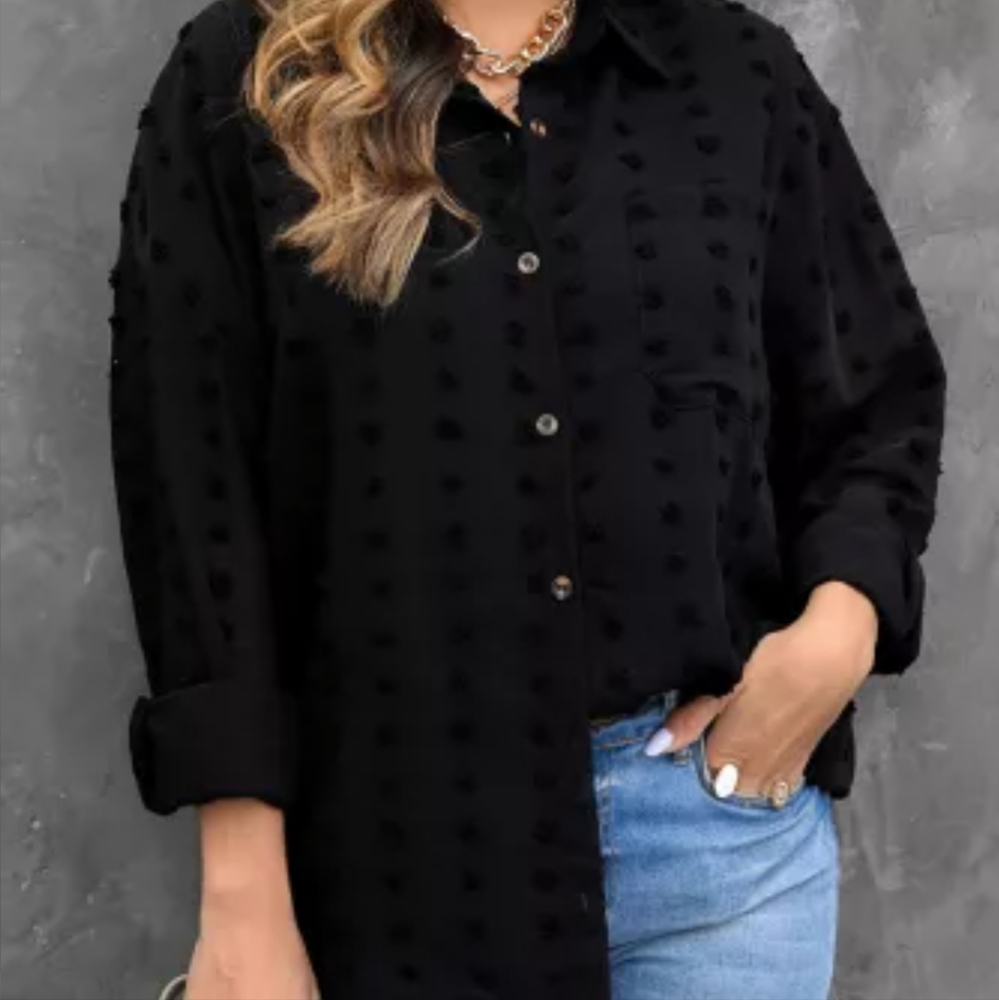 New long sleeved button Swiss dot top - Picture 6 of 8